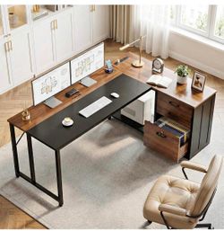 New 61” L Shaped Executive Desk – Storage & Power