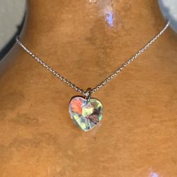 Faux Glass Crystal Iridescent Necklace