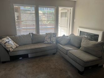 Gray Fabric Sectional Sofa with Pillows