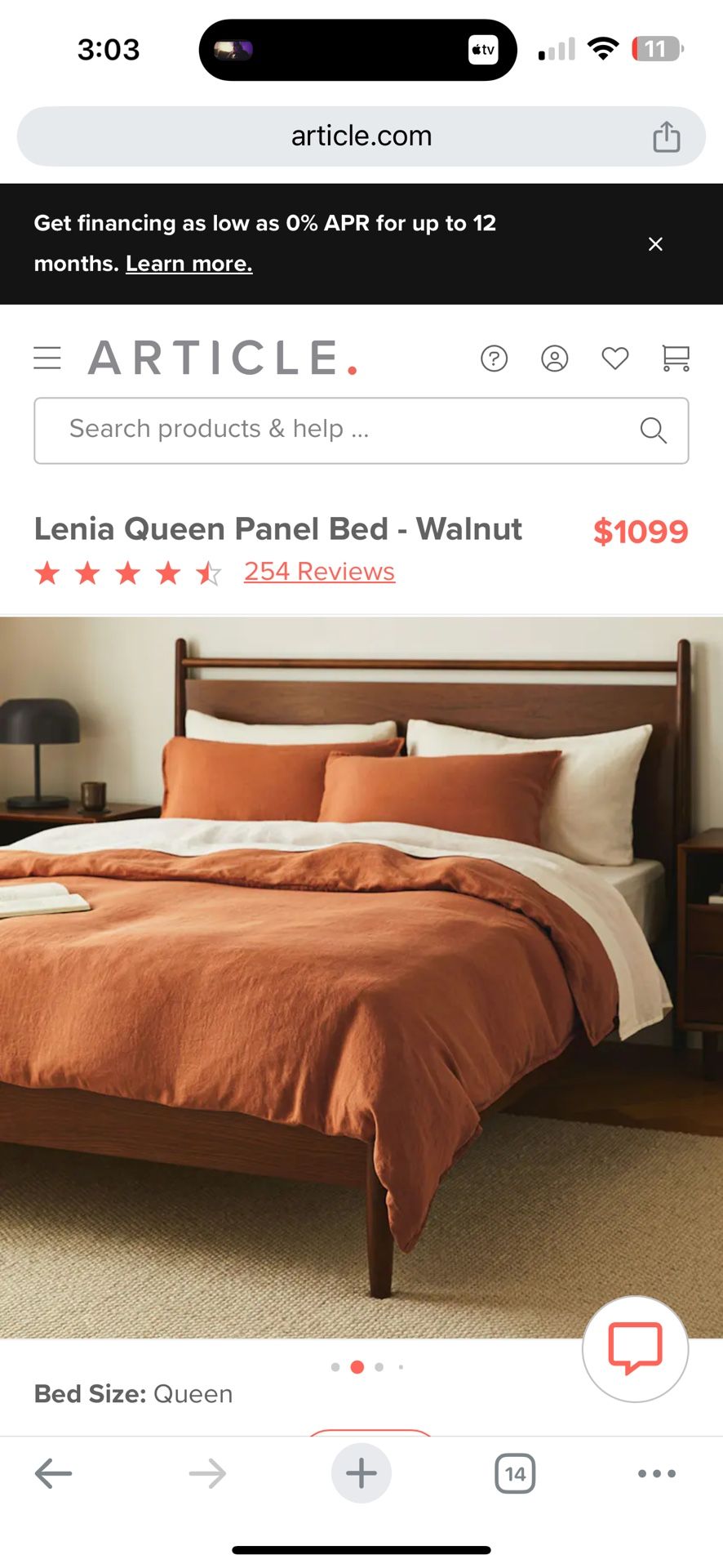 Article Brand “Lenia Bed Frame” Walnut 