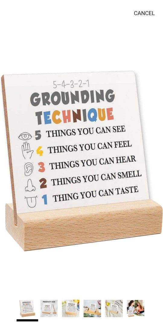 Grounding Technique Sign, Mental Health Gifts for Women, Therapist Office Desk Decor Wooden, Psychology Decorations for Corner Classroom Counseling Of