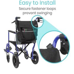 Vive XL Wheelchair Accessories Bag - Waterproof, Scratch-Resistant Double-Stitched, Machine Washable for Adults, Seniors, 15 Colors - Storage Walker B