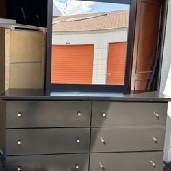 Ashley black dresser with mirror 6 drawers L62”*D17”*H34”(address in description)