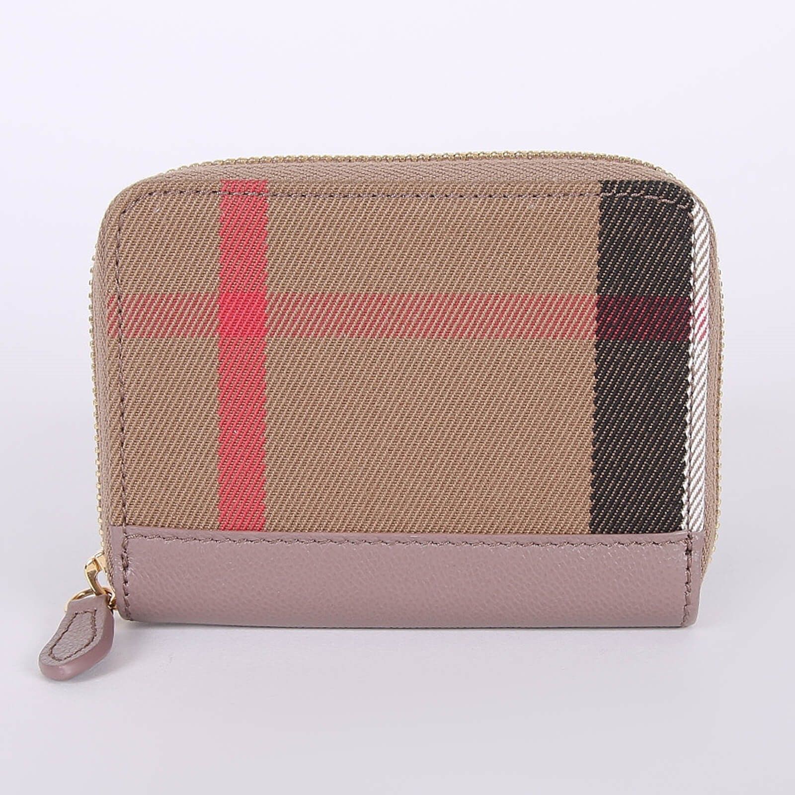 Burberry Mini Check Zip Wallet | Grey Mink |