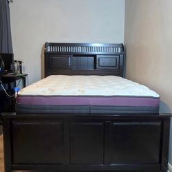 Full Size Bookcase Bed Frame -Solid Wood with Trundle