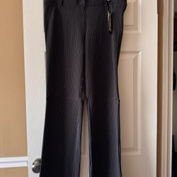 Black Pin-Striped Dress Yoga Pants XL 