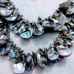 Vintage Double Strand Abalone Drops Necklace 