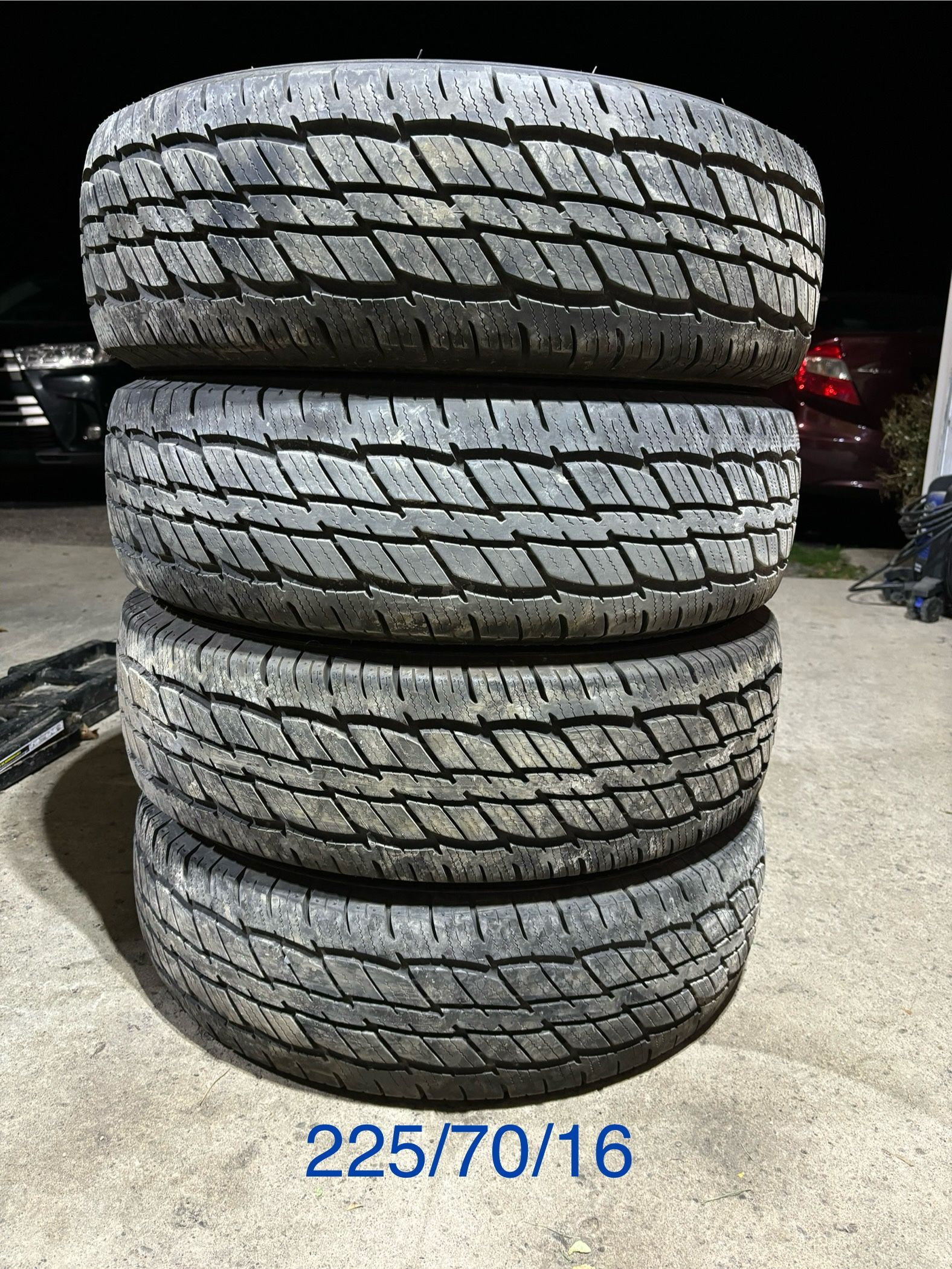 (4) - 225/70/16 Vee Rubber Taiga H/T Tires