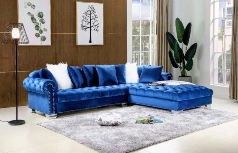 Navy Blue Sofa Sectional w Pillows - Atlanta Same Day Delivery 