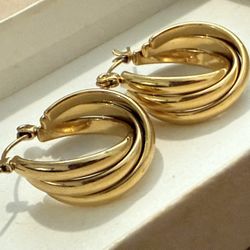 Gold Plated Loop Earrings 