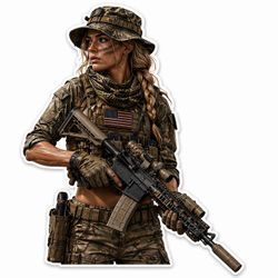 Military Girl Operator Sticker Car Bumper Army Decal Tactical Anime NVG
