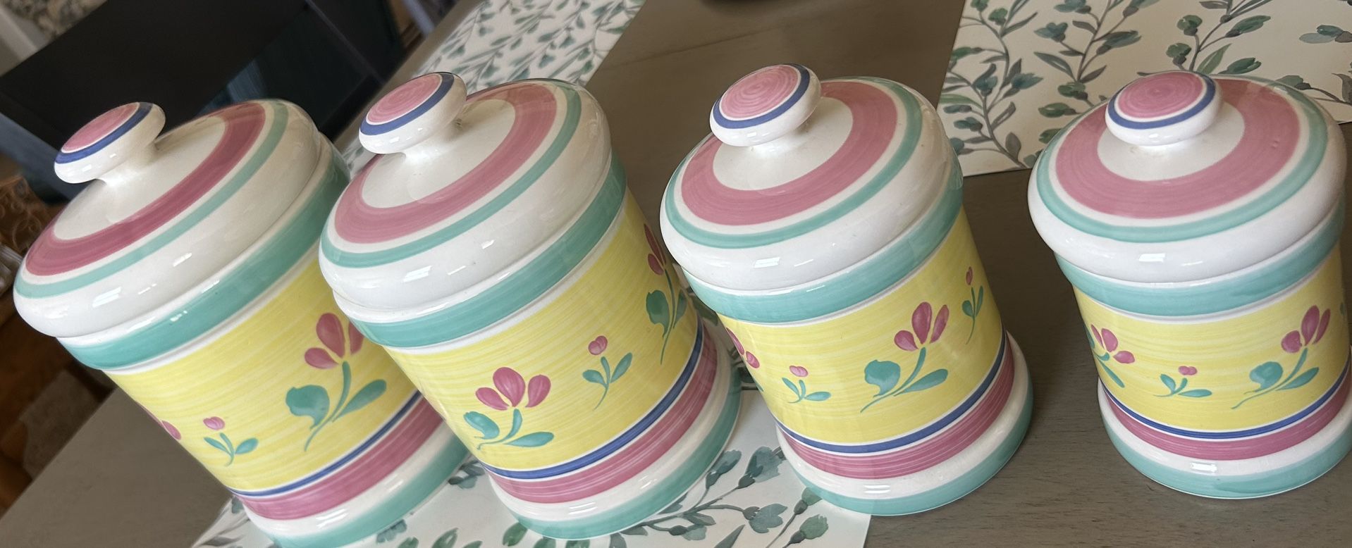 Baker Hart & Stuart Spring Florals Flor D' Italia Japan Set of 4 Canisters