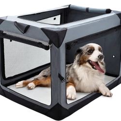 Pettycare 36 Inch Collapsible Crate for Large Dogs, 4-Door Foldable Soft Kennel with Chew Proof Mesh Windows for Indoor & Outdoor Travel
