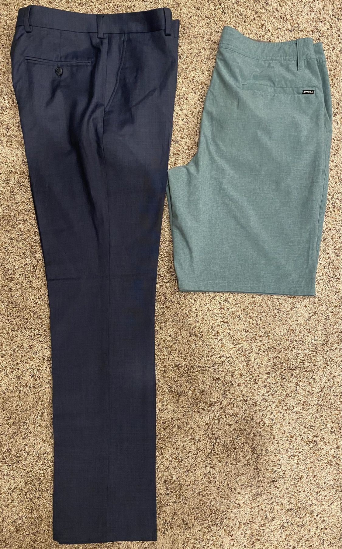 👖 🩳 Men’s Size 32 Penguin Navy Blue Dress Pants & O’Neill Turquoise Teal Hybrid Shorts