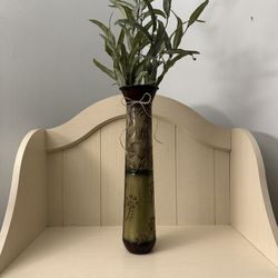 Tall Metal Vase With Faux Olive Branch Decor 🌱