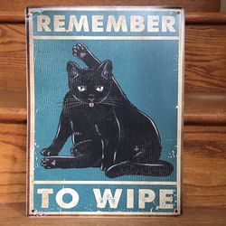 Black Cat Funny Vintage Style Metal Sign 