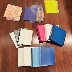 BUNDLE - 10 Assorted 3 Ring Binders with Assorted Index Dividers and Labels