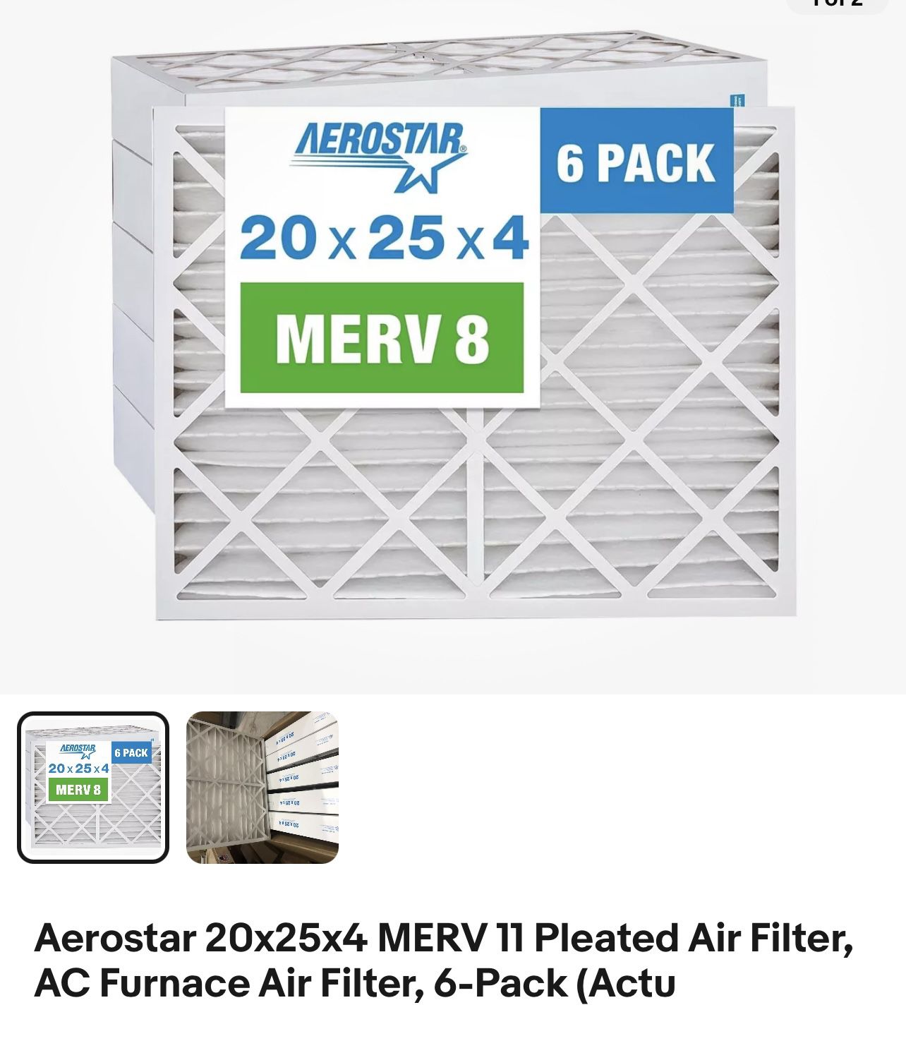 Aerostar Pleated Air Filter 20*25*4 New 6 Count/sylmar Pick Up