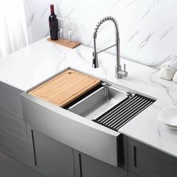 Farmhouse Apron-Front 18-Gauge Stainless Steel 36 in. X 22 in Single Bowl Workstation Kitchen Sink
