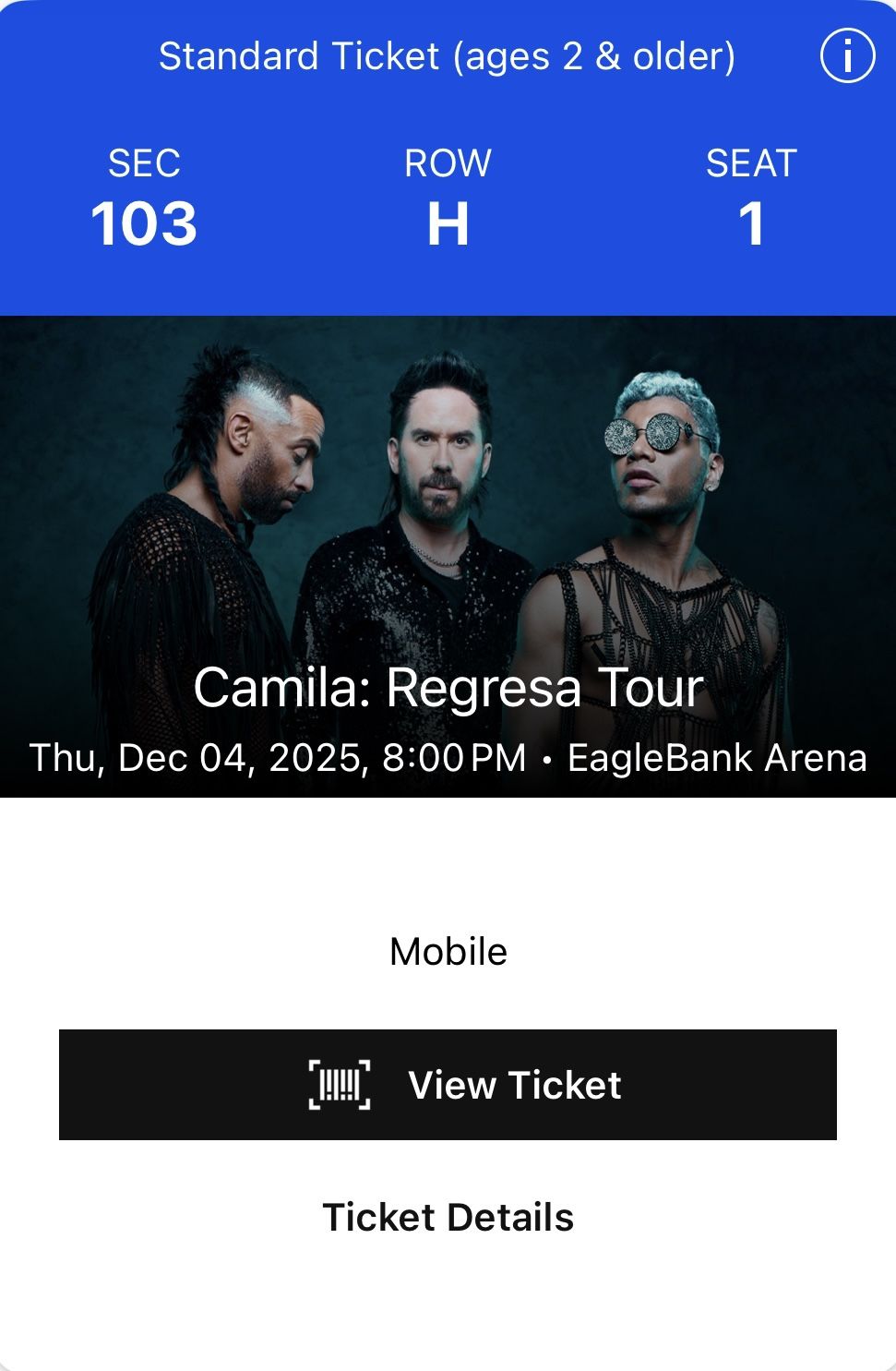 CAMILA CONCERT TICKETS