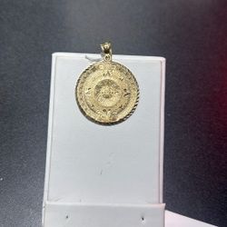 Aztec Calendar 14k Charm 