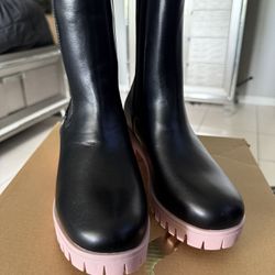 Pink And Black Boots Size 6