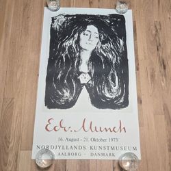 Original Edvard Munch 1973 Nordjyllands Kunstmuseum Vtg Litho Poster 35x21"