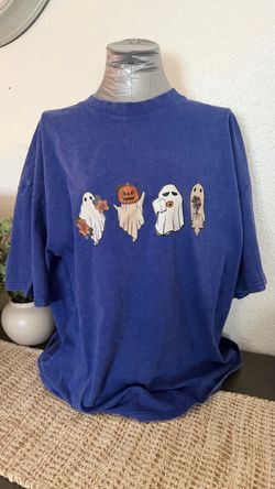 Halloween Ghost Graphic T-Shirt Blue Size 2XL ✨new