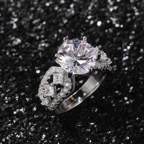 "Beautiful Hollow Luxury CZ Silver Wedding/Promise Ring for Women, K787