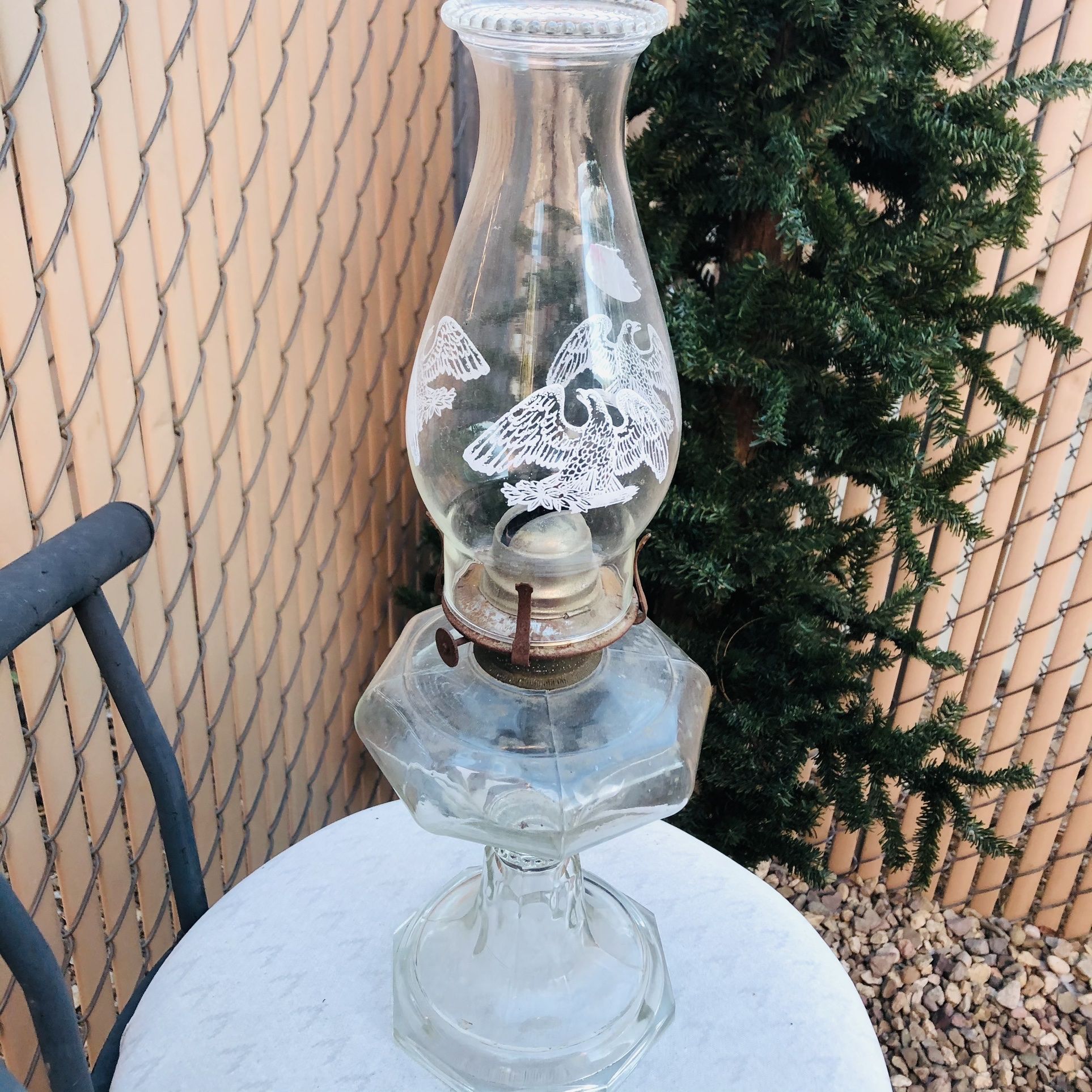 Vintage EAGLE Amber HURRICANE Oil LAMP
