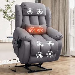 Infinite Position Dual Motor Power Lift Recliner Chair W/ Heat and Massage, Including Lumbar Pillow, Linen $360
