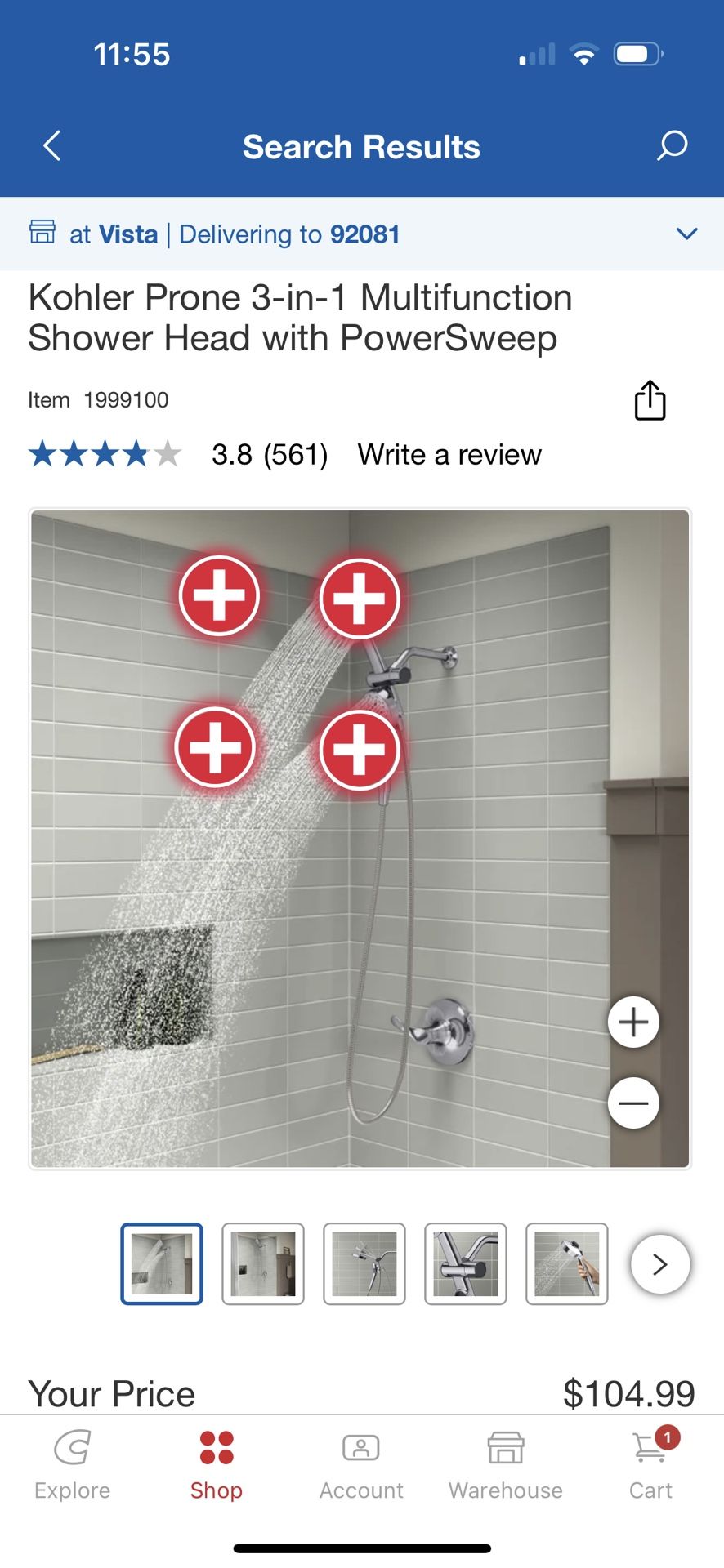 Kohler Prone 3-in-1 Multifunction Shower Head with PowerSweep