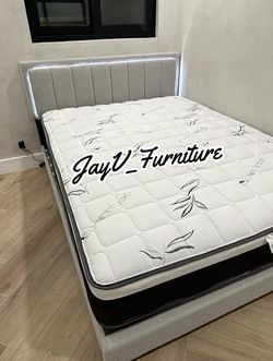 New Queen bed frame with mattress