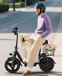 Electric Scooter with Seat for Adults, Peak 1000W Motor, 28 Miles Range 48V 10.4Ah Li Battery, 20MPH with Basket, Max 500 LBS