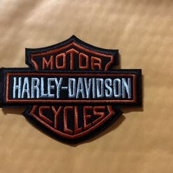 Harley Davidson Orange And White Patch 