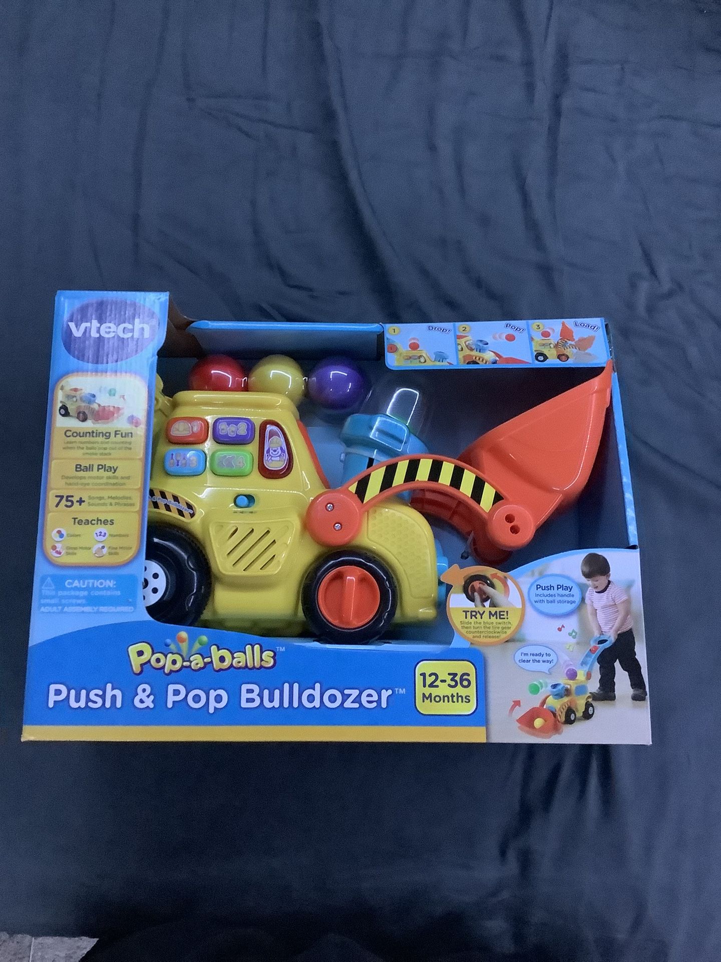 VTech Pop-a-Balls Push and Pop Yellow Bulldozer