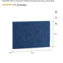 Bed Headboard Dark Blue Velvet King Size