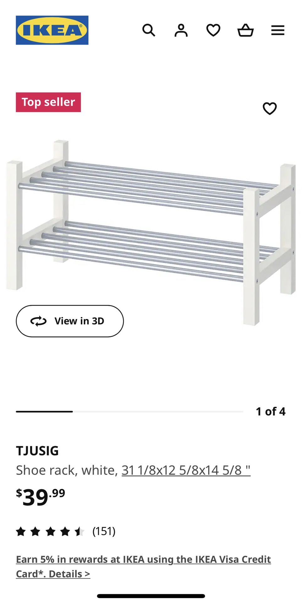 TJUSIG Shoe rack, white, 31 1/8 - IKEA