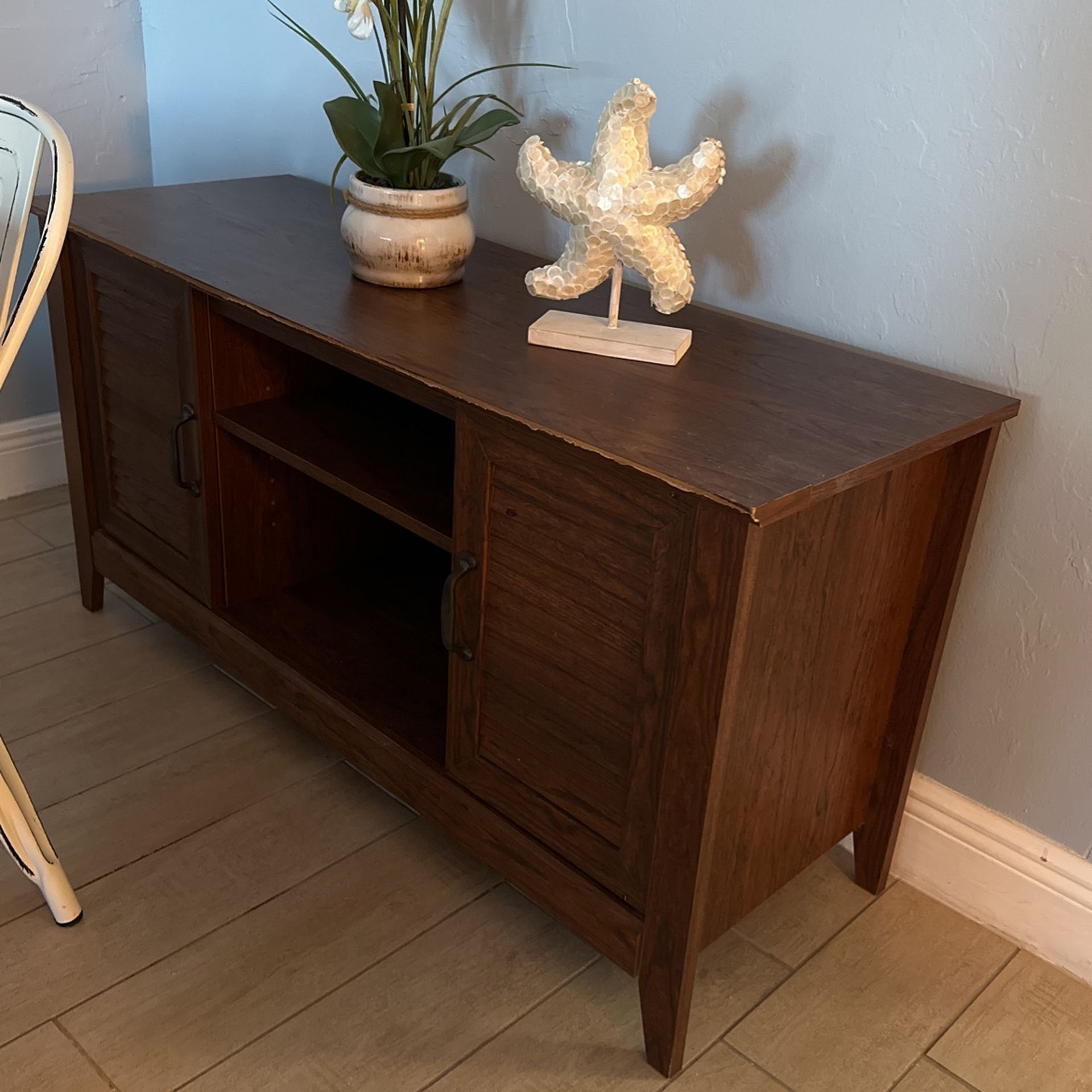 TV Stand With Two Door Storage Compartments 