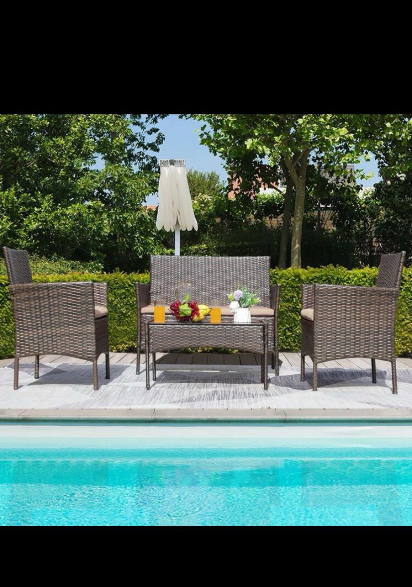 4PCS Patio Furniture Set Cushioned Chair brand new