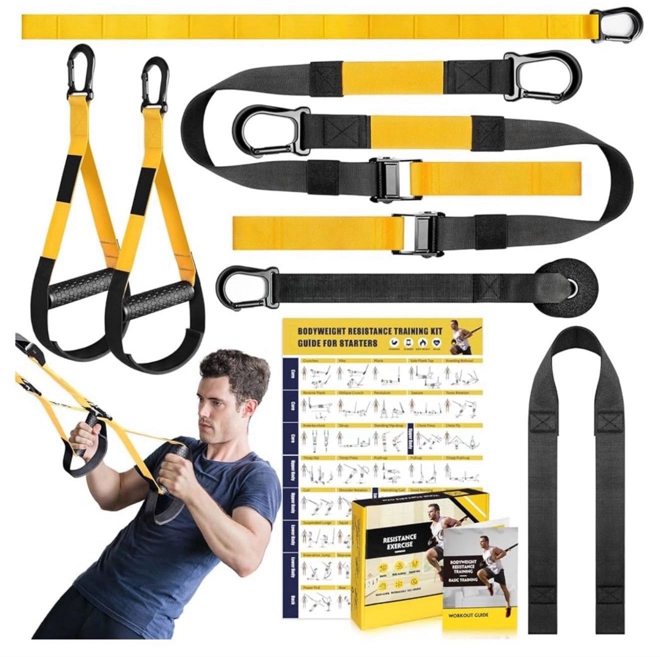 Home Resistance Training Kit, Resistance Trainer Exercise Straps With Handles, Home Gym, Men, Women, Youth, Fitness