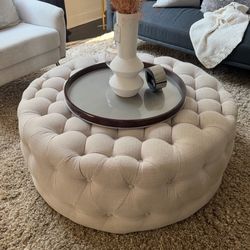 Round Tufted Ottoman Coffee Table