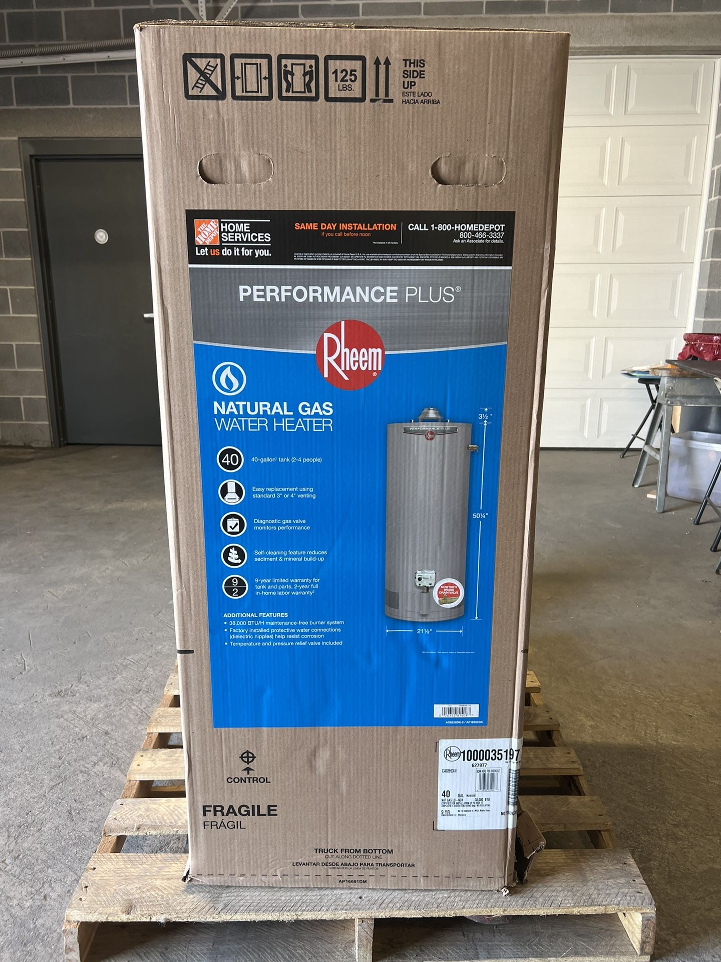 Rheem Performance Plus 40 Gallon Short Natural Gas Water Heater