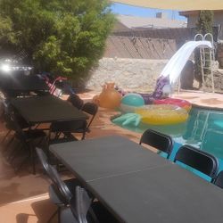 10 Chairs & 3 Foldable 6 Ft Tables 