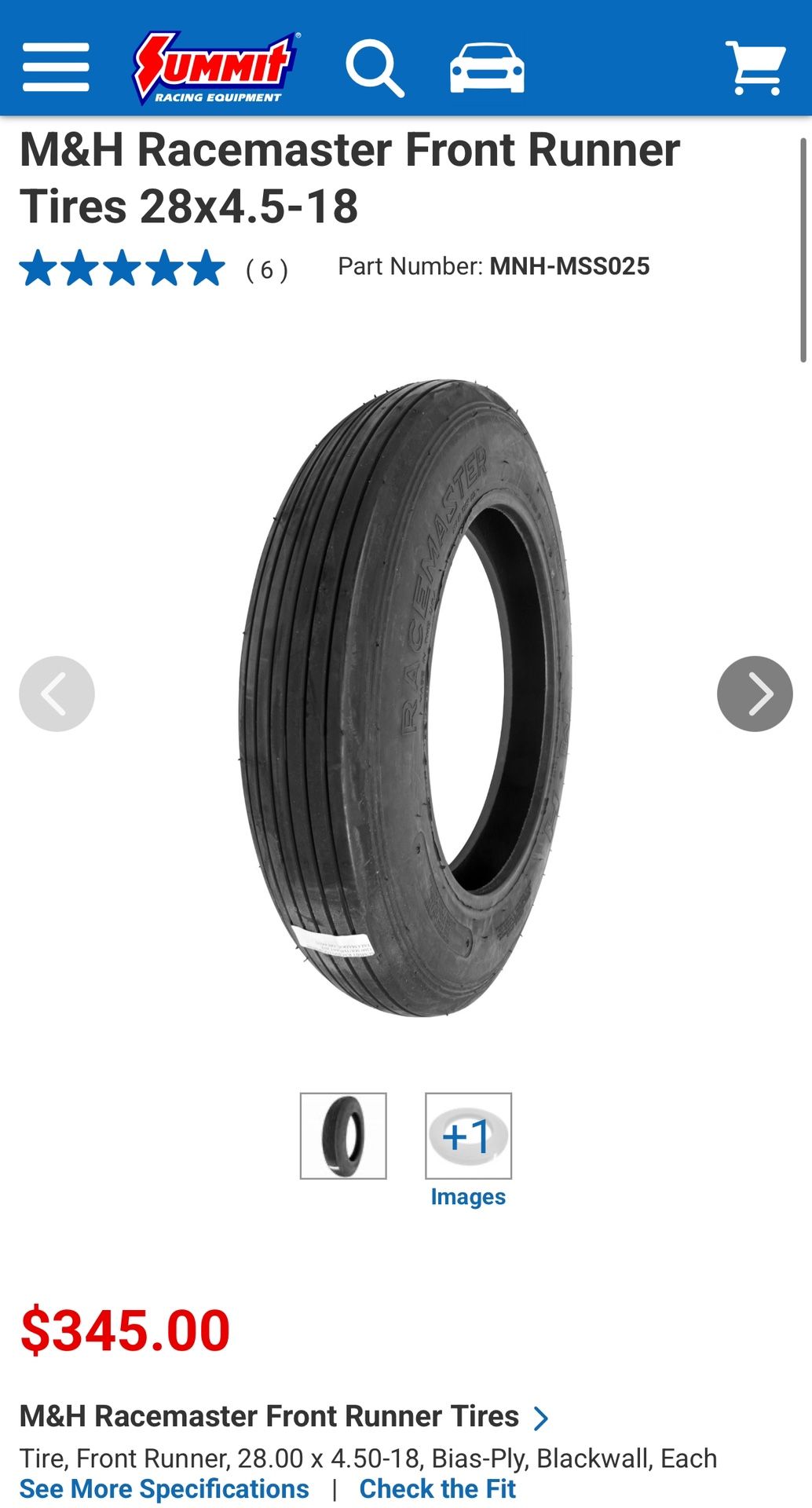 M&H Racemaster Front Runner Tires 28x4.5-18