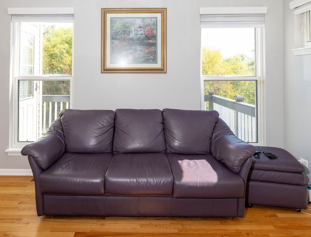 Purple Leather Sofa & Loveseat