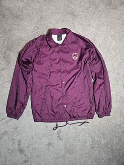 Men's: Small- Spitfire Wheels Button Up Jacket Maroon Skateboarding Windbreaker