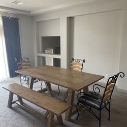 Dining Room Table with bench and chairs