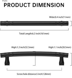 Brand New 10 Pack 5 Inch(128mm) Matte Black Kitchen Cabinet Handles, Cabinet Pulls Kitchen Cabinet Hardware for Cupboard Drawer Pulls