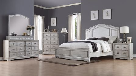 Antique White & Grey Bedroom Group hot deal!